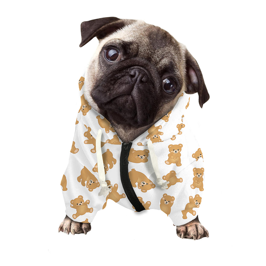 Cartoon Teddy Bear Pattern Print Dog Zip Up Hoodie