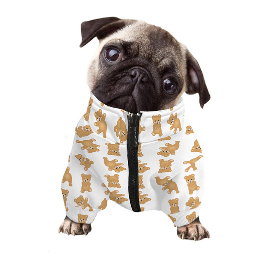 Cartoon Teddy Bear Pattern Print Dog Zip Up Jacket