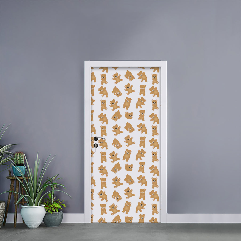 Cartoon Teddy Bear Pattern Print Door Sticker