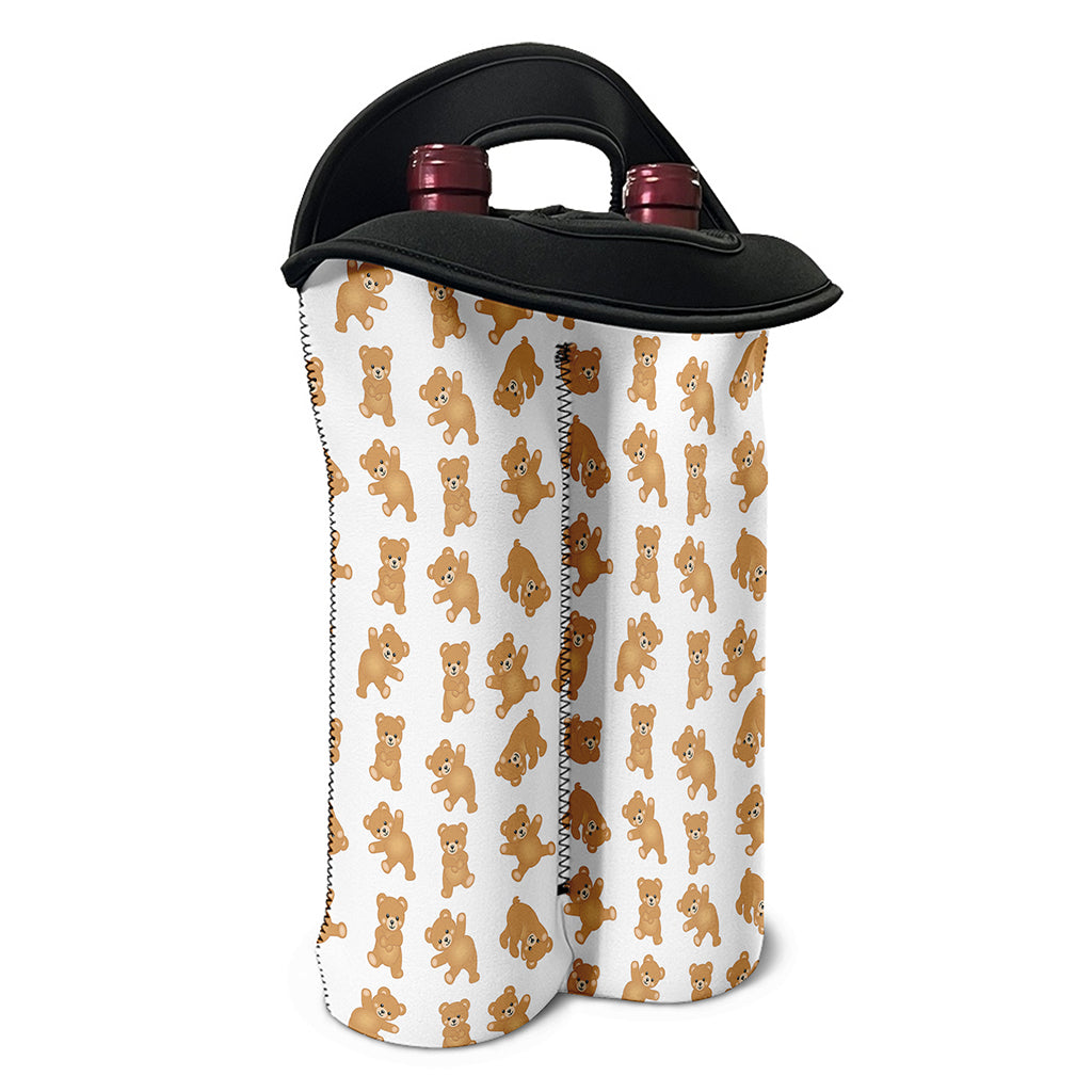 Cartoon Teddy Bear Pattern Print Double Neoprene Wine Tote