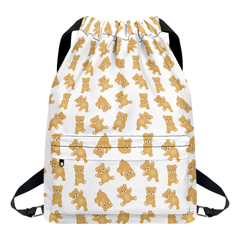 Cartoon Teddy Bear Pattern Print Drawstring Backpack