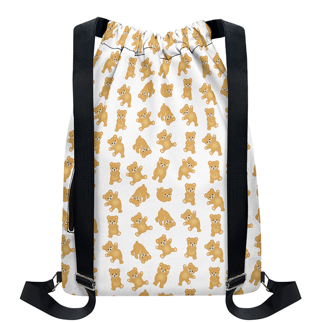 Cartoon Teddy Bear Pattern Print Drawstring Backpack