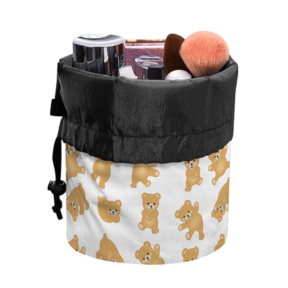 Cartoon Teddy Bear Pattern Print Drawstring Makeup Bag