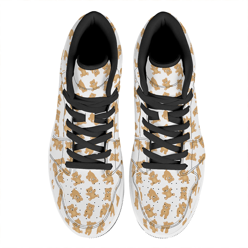 Cartoon Teddy Bear Pattern Print High Top Leather Sneakers