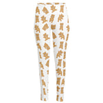 Cartoon Teddy Bear Pattern Print High-Waisted Pocket Leggings