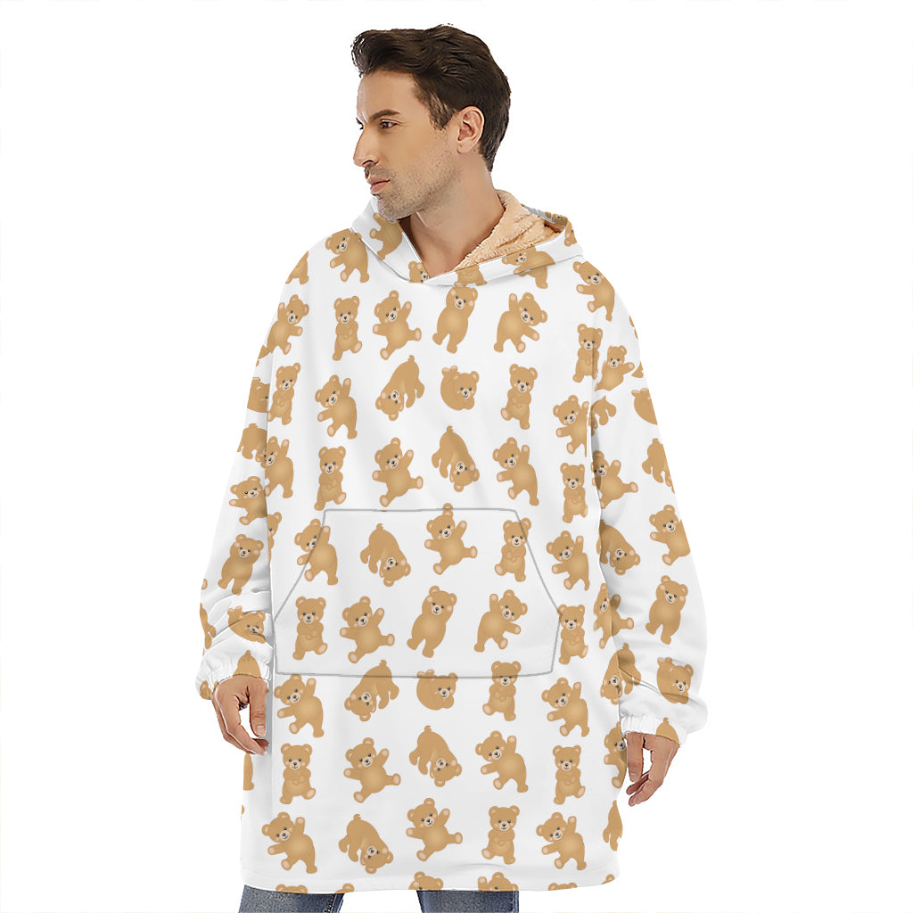 Cartoon Teddy Bear Pattern Print Hoodie Blanket