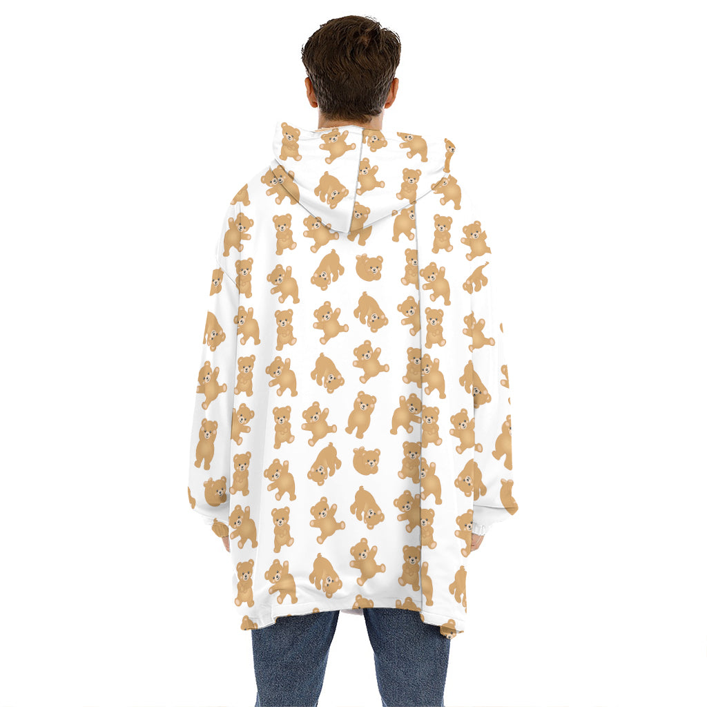 Cartoon Teddy Bear Pattern Print Hoodie Blanket
