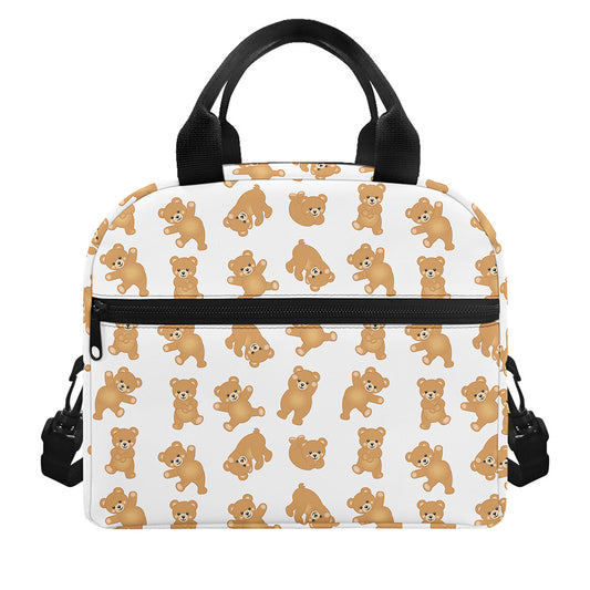 Cartoon Teddy Bear Pattern Print Insulated Lunch Bag