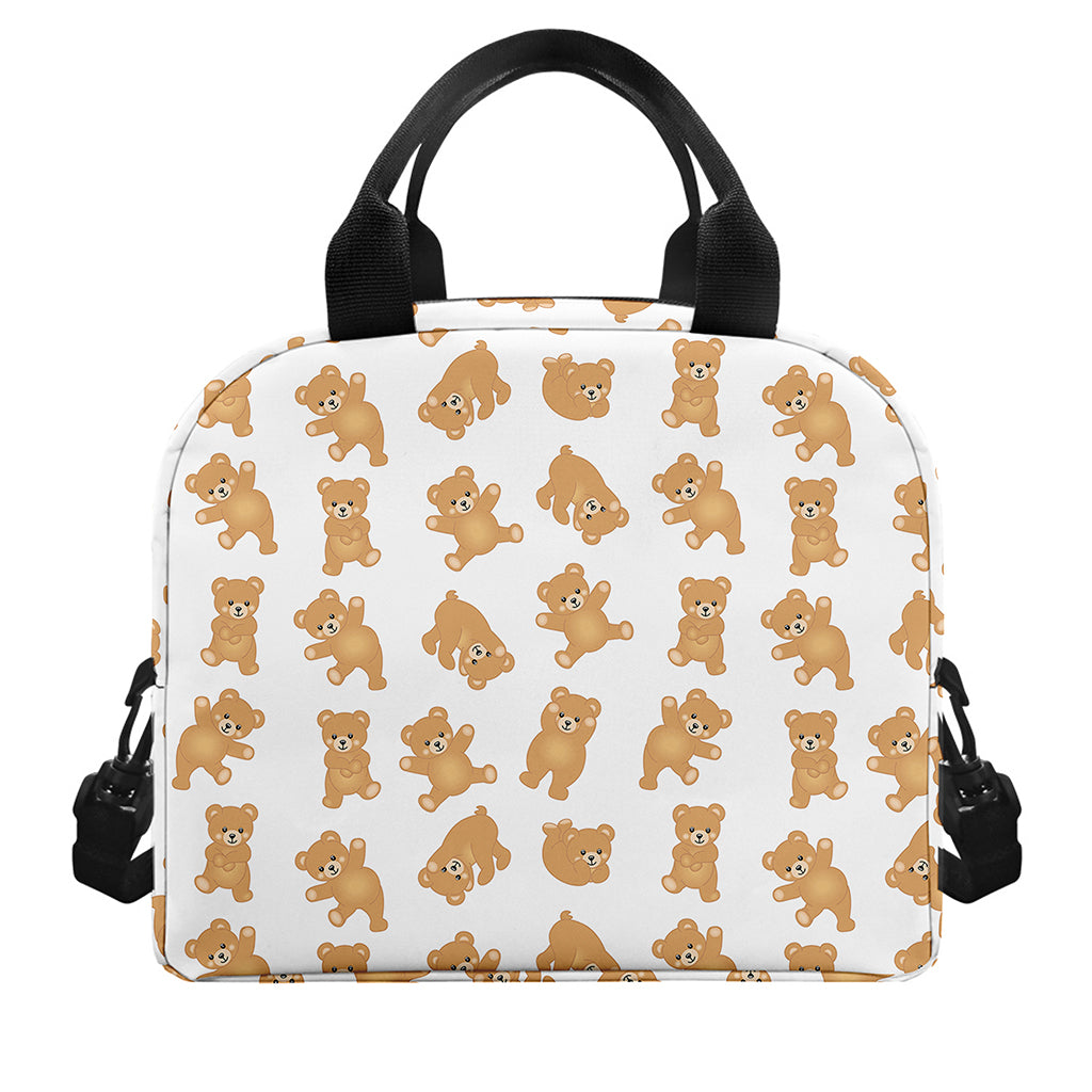 Cartoon Teddy Bear Pattern Print Insulated Lunch Bag