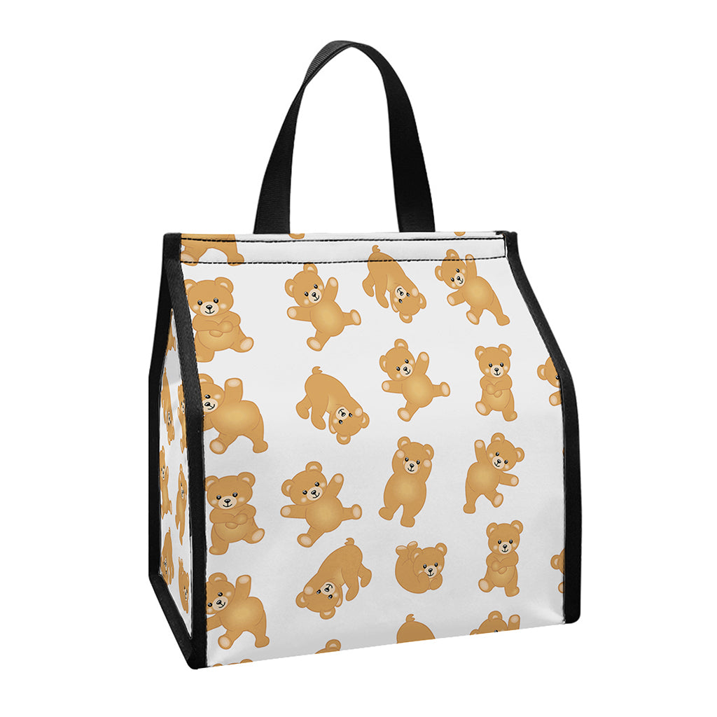Cartoon Teddy Bear Pattern Print Insulated Lunch Tote