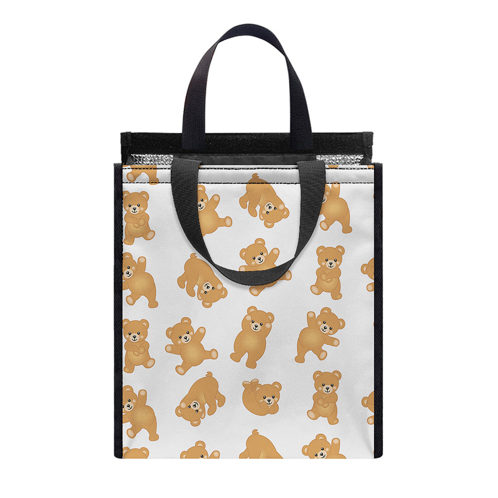 Cartoon Teddy Bear Pattern Print Insulated Lunch Tote