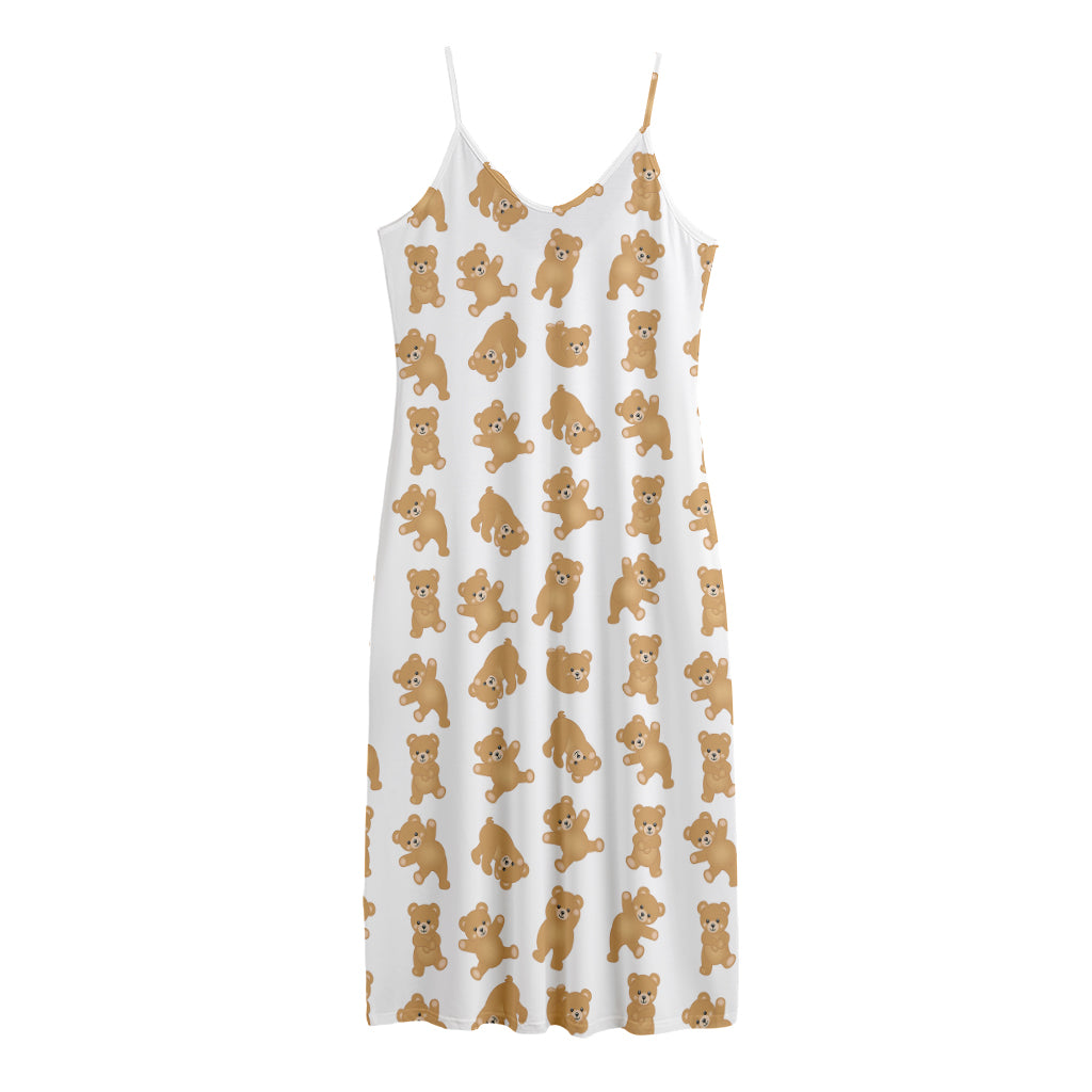 Cartoon Teddy Bear Pattern Print Jersey Midi Cami Dress