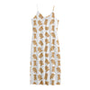 Cartoon Teddy Bear Pattern Print Jersey Midi Cami Dress