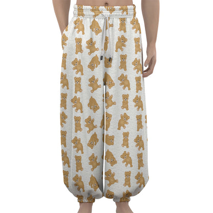 Cartoon Teddy Bear Pattern Print Lantern Pants