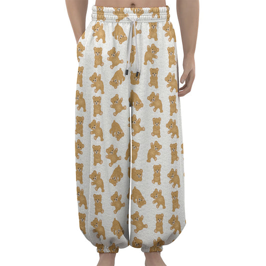 Cartoon Teddy Bear Pattern Print Lantern Pants
