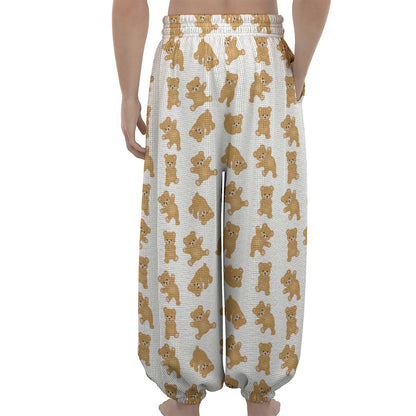 Cartoon Teddy Bear Pattern Print Lantern Pants