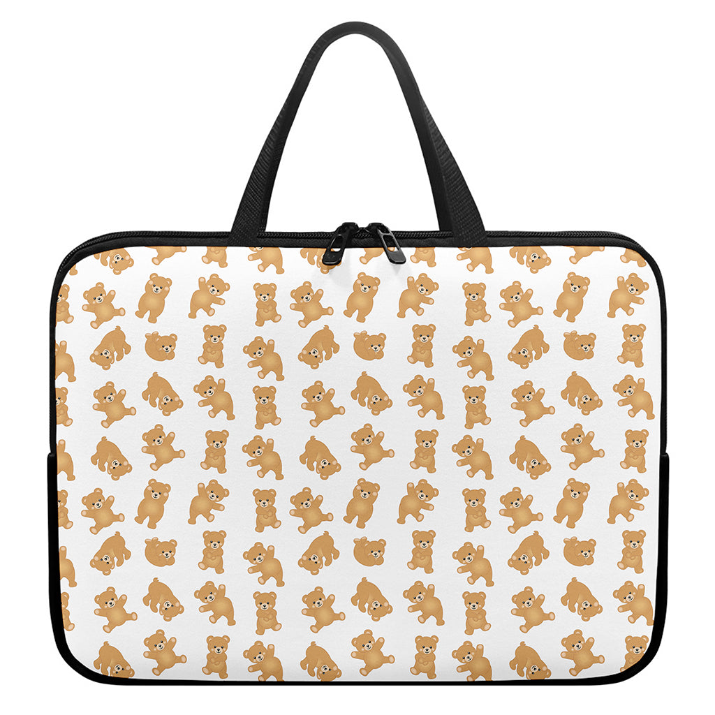 Cartoon Teddy Bear Pattern Print Laptop Sleeve With Handle