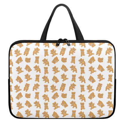 Cartoon Teddy Bear Pattern Print Laptop Sleeve With Handle