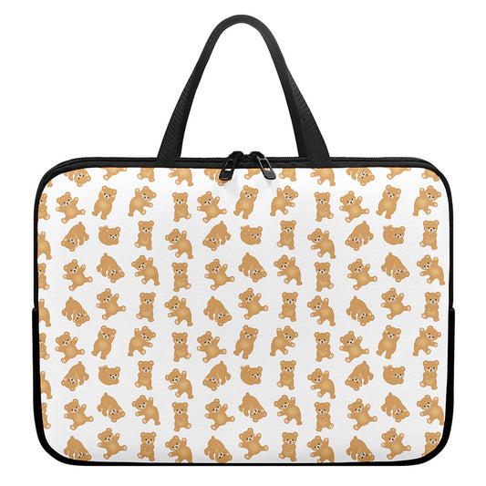 Cartoon Teddy Bear Pattern Print Laptop Sleeve With Handle