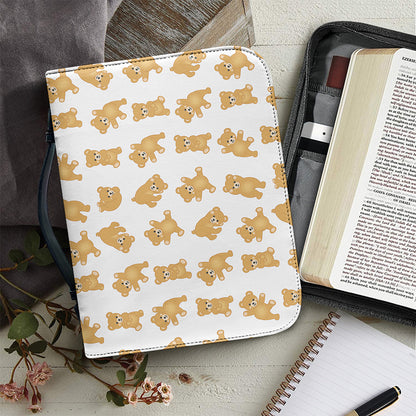 Cartoon Teddy Bear Pattern Print Leather Bible Cover