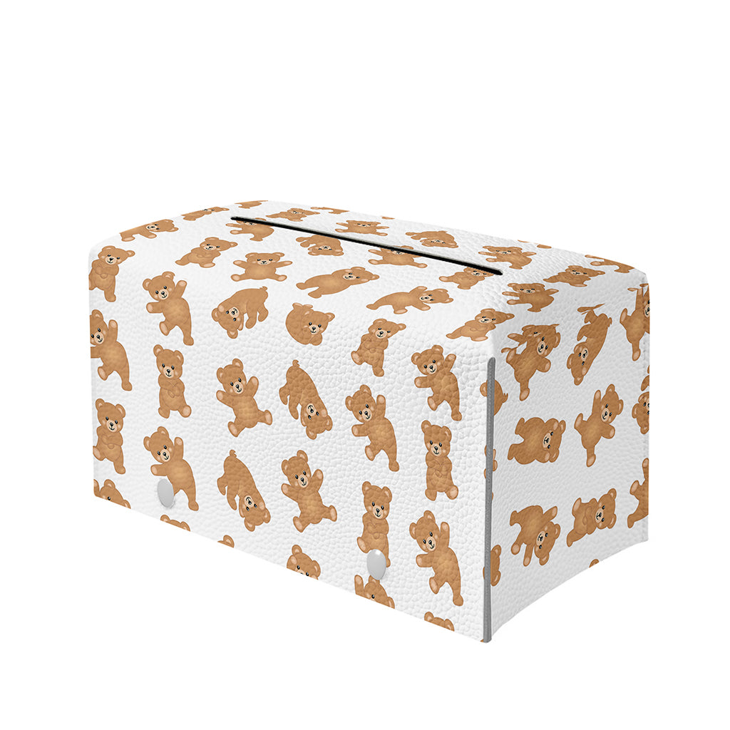 Cartoon Teddy Bear Pattern Print Leather Tissue Box Cover
