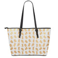 Cartoon Teddy Bear Pattern Print Leather Tote Bag With Zipper