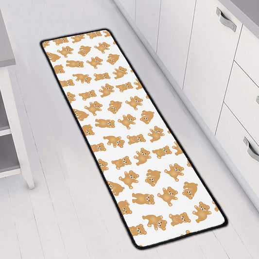 Cartoon Teddy Bear Pattern Print Long Kitchen Mat
