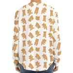 Cartoon Teddy Bear Pattern Print Long Sleeve Baseball Jersey