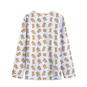 Cartoon Teddy Bear Pattern Print Long Sleeve Short Coat