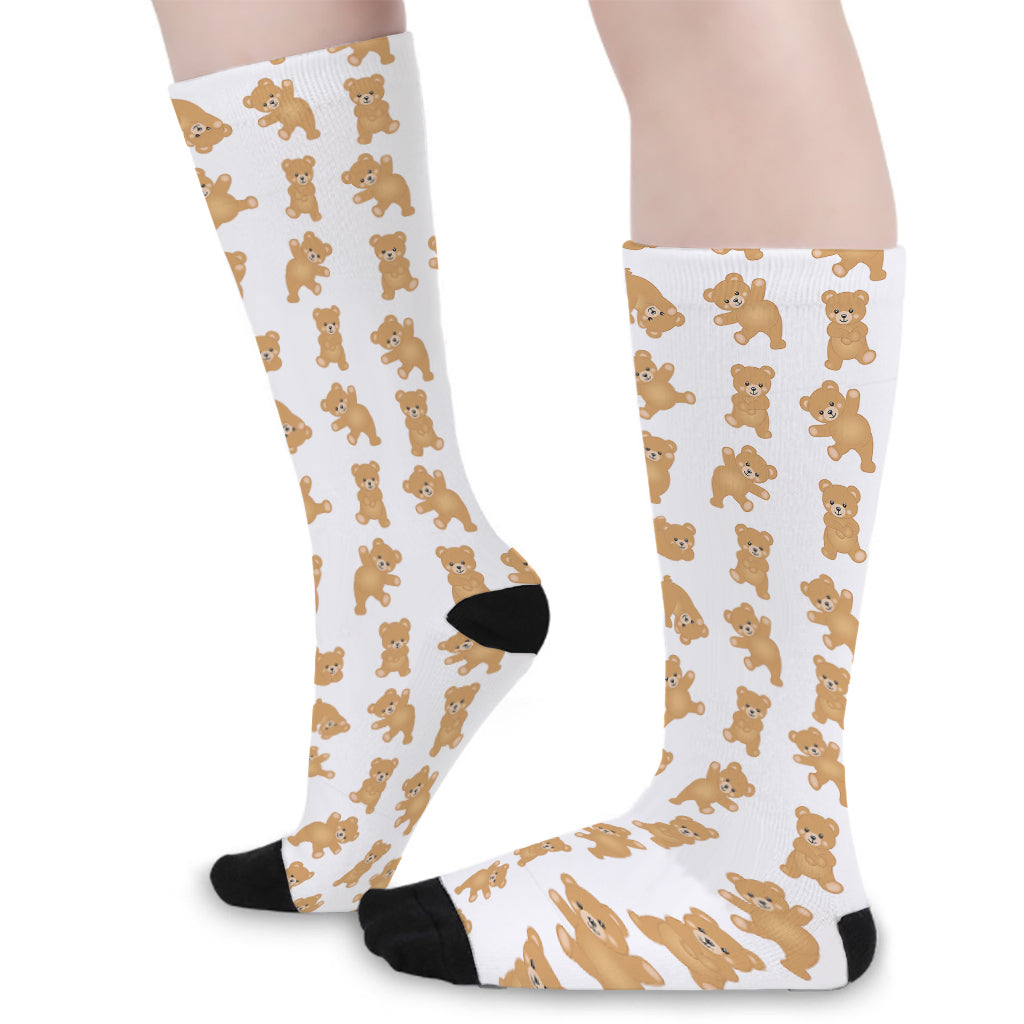 Cartoon Teddy Bear Pattern Print Long Socks