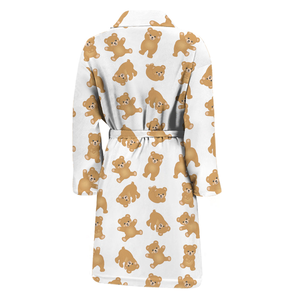 Cartoon Teddy Bear Pattern Print Men's Bathrobe