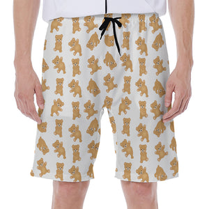 Cartoon Teddy Bear Pattern Print Men's Beach Shorts