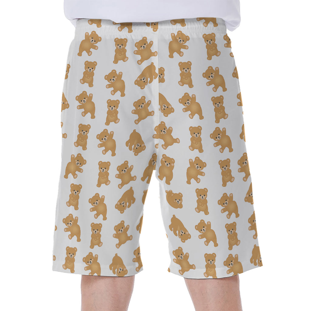 Cartoon Teddy Bear Pattern Print Men's Beach Shorts