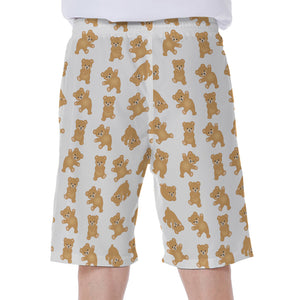 Cartoon Teddy Bear Pattern Print Men's Beach Shorts