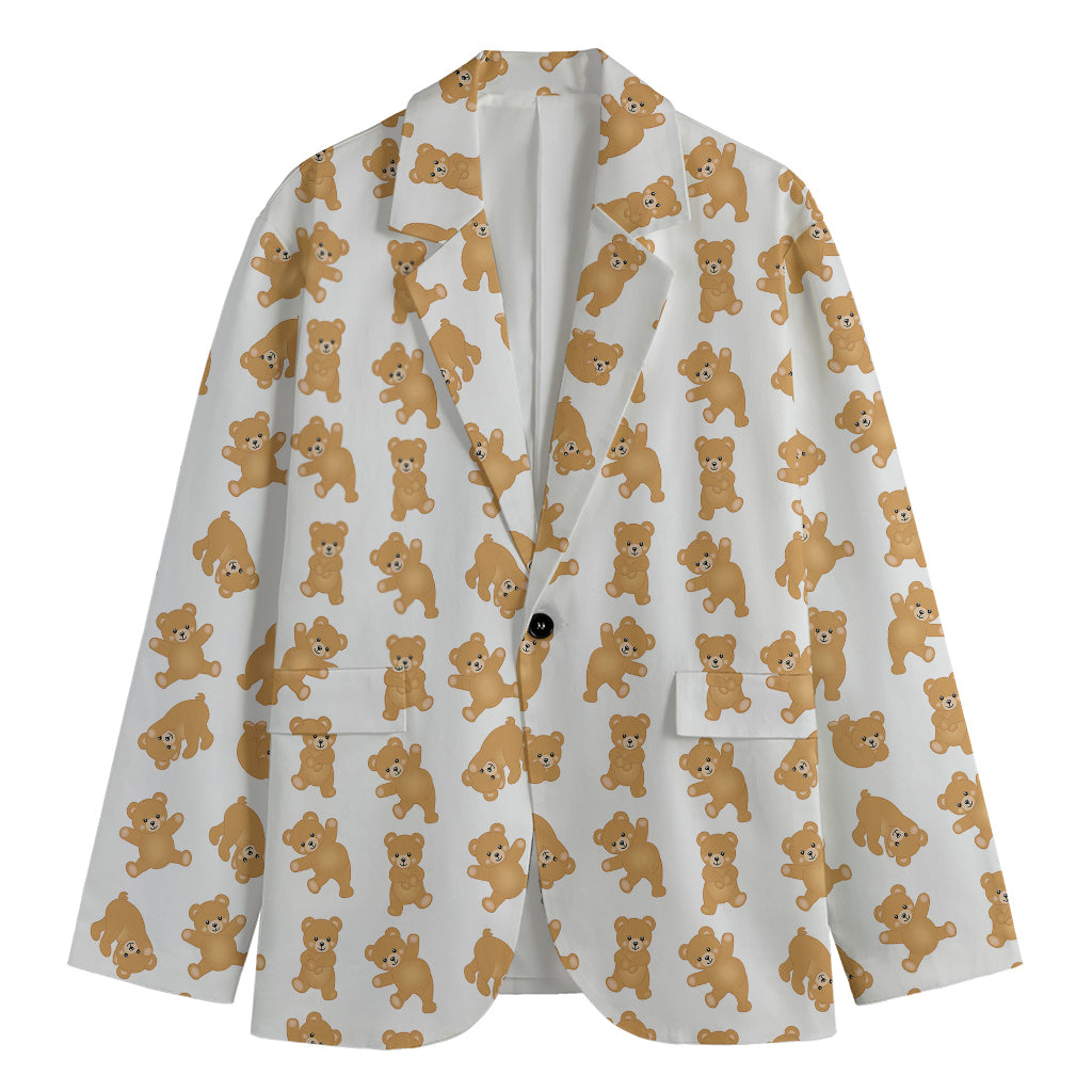 Cartoon Teddy Bear Pattern Print Men's Blazer