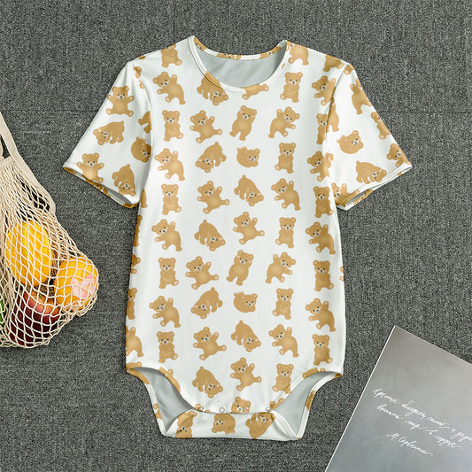 Cartoon Teddy Bear Pattern Print Men's Bodysuit