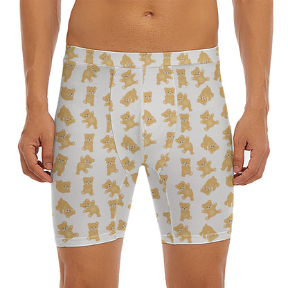 Cartoon Teddy Bear Pattern Print Men's Long Boxer Briefs