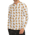 Cartoon Teddy Bear Pattern Print Men's Long Sleeve Rash Guard