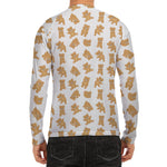 Cartoon Teddy Bear Pattern Print Men's Long Sleeve Rash Guard