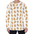 Cartoon Teddy Bear Pattern Print Men's Long Sleeve T-Shirt