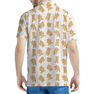 Cartoon Teddy Bear Pattern Print Men's Polo Shirt