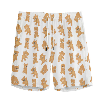 Cartoon Teddy Bear Pattern Print Men's Sports Shorts