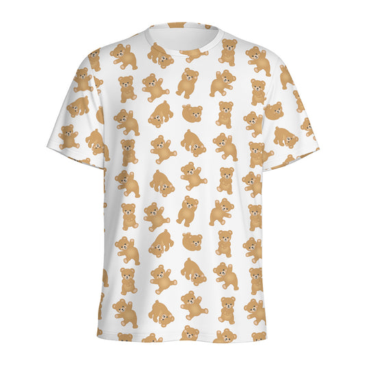 Cartoon Teddy Bear Pattern Print Men's Sports T-Shirt