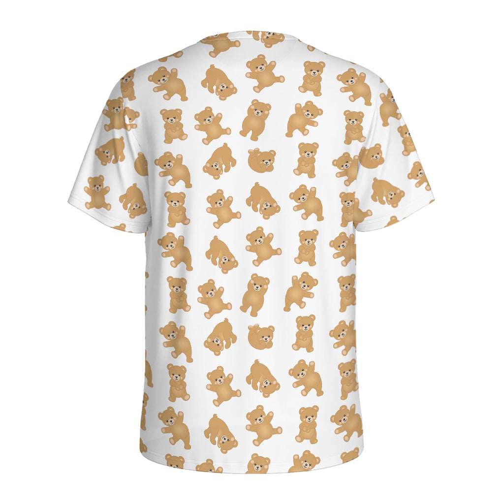 Cartoon Teddy Bear Pattern Print Men's Sports T-Shirt
