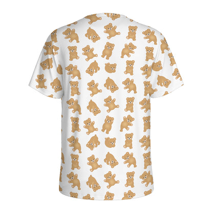 Cartoon Teddy Bear Pattern Print Men's Sports T-Shirt
