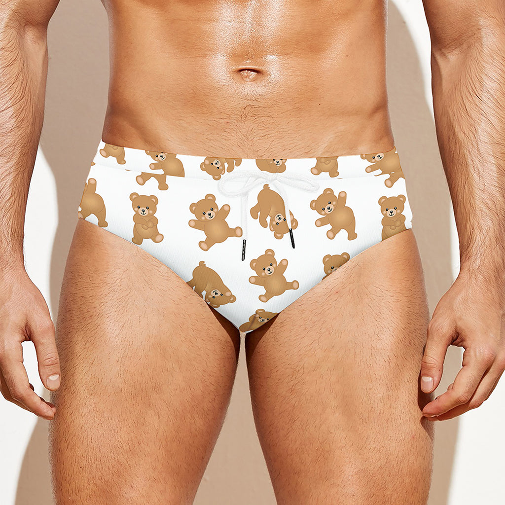 Cartoon Teddy Bear Pattern Print Men's Swim Briefs