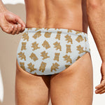 Cartoon Teddy Bear Pattern Print Men's Swim Briefs