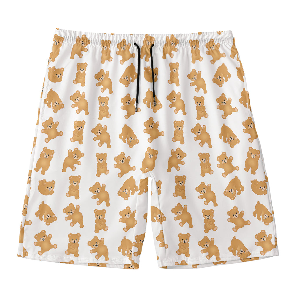 Cartoon Teddy Bear Pattern Print Men's Swim Trunks