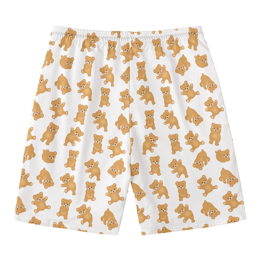 Cartoon Teddy Bear Pattern Print Men's Swim Trunks