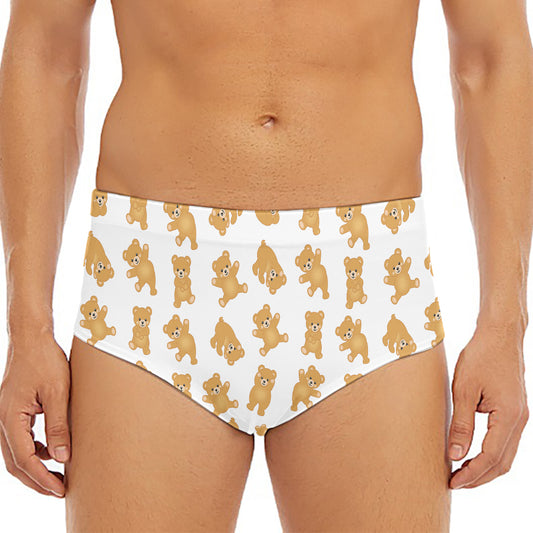 Cartoon Teddy Bear Pattern Print Men's Triangle Swim Briefs